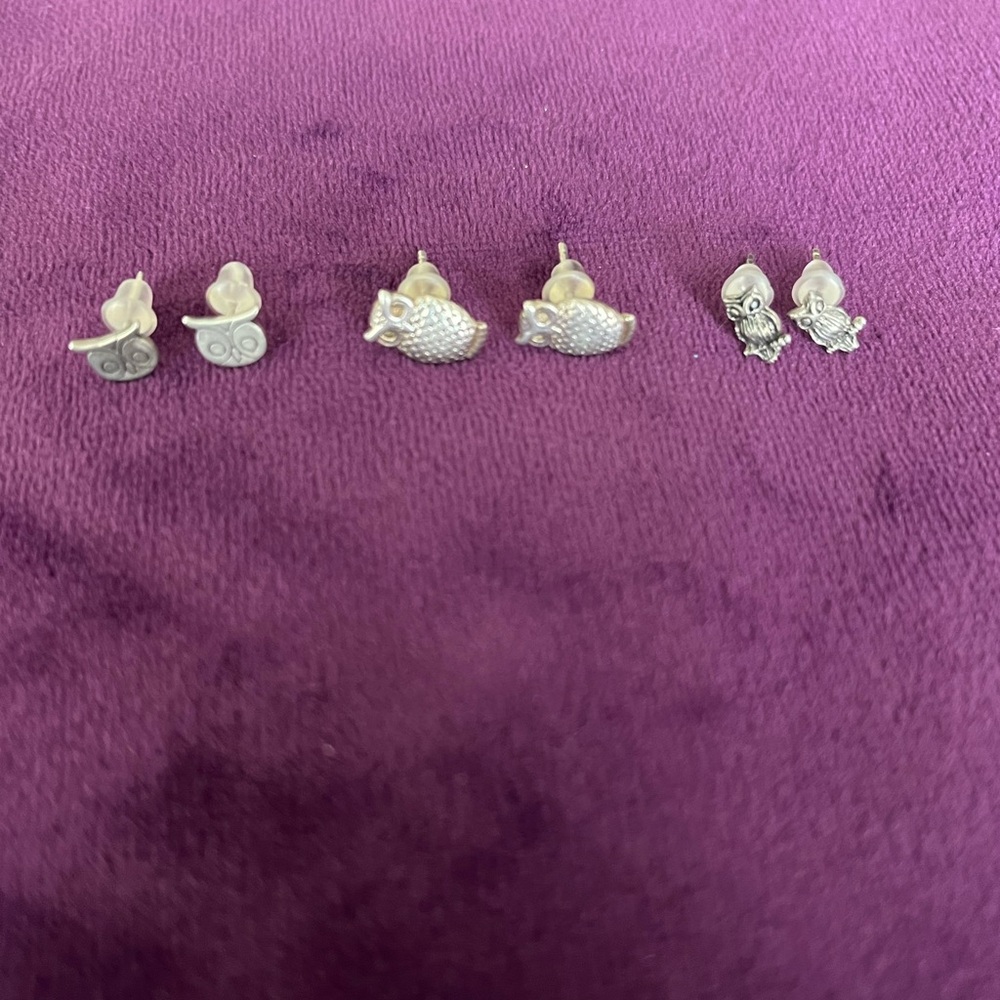 Sterling Silver Owl Earrings Bundle